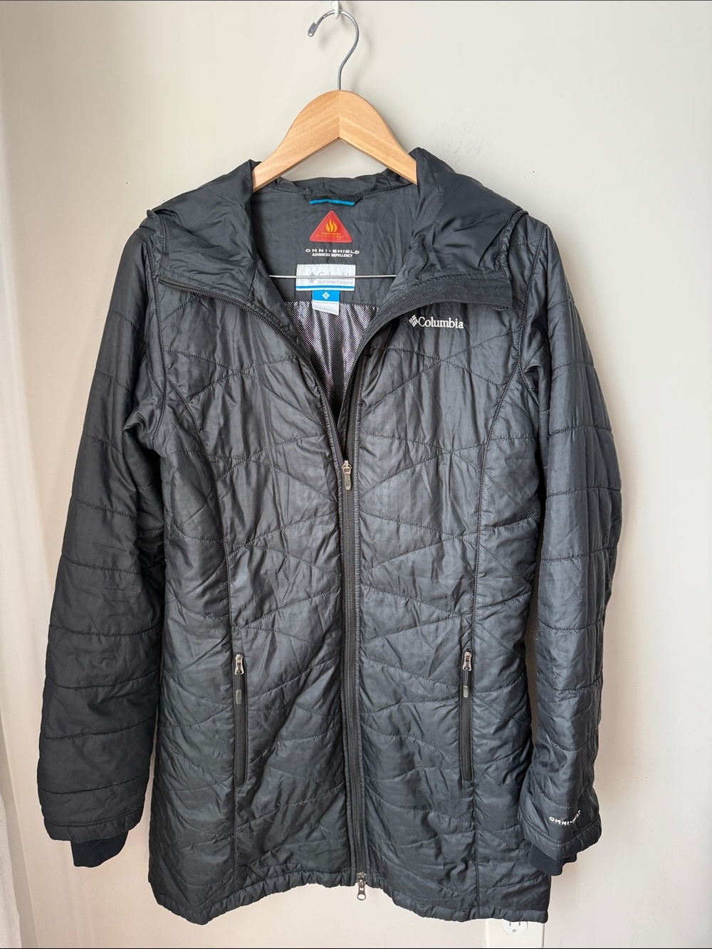 Columbia Heavenly Long Hooded Jacket Omni Heat Black Medium